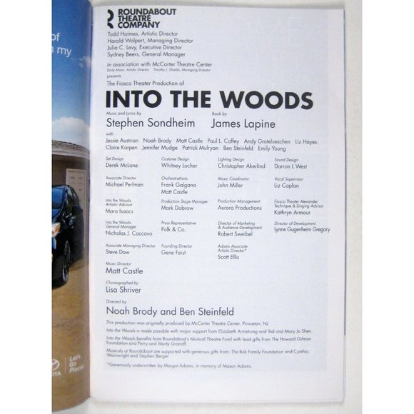 Into the Woods Playbill February 2015 Roundabout Noah Brody Paul Coffey FLAW - Picture 4 of 8